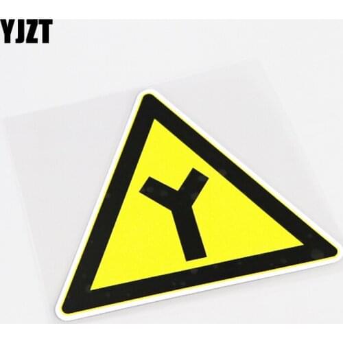 YJZT 13CM*11.1CM Fashion Warning Mark Y-shaped intersection PVC Car Sticker Decal Graphical 13-0888