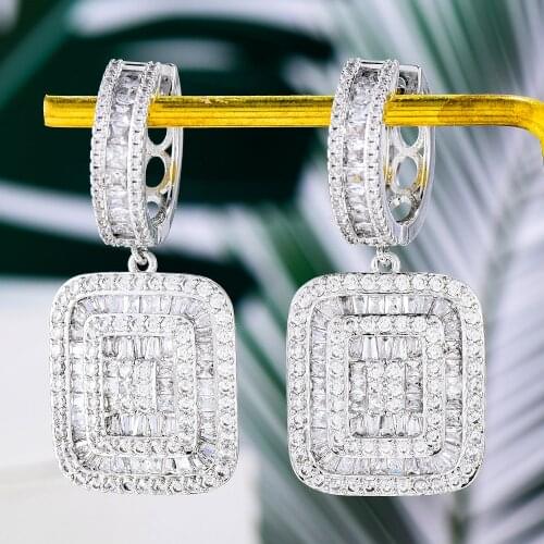 GODKI Iced out Hip Hop Big Earrings For Women Wedding Geometric Drop Earring Brincos Female DIY Fashion Jewelry Gift