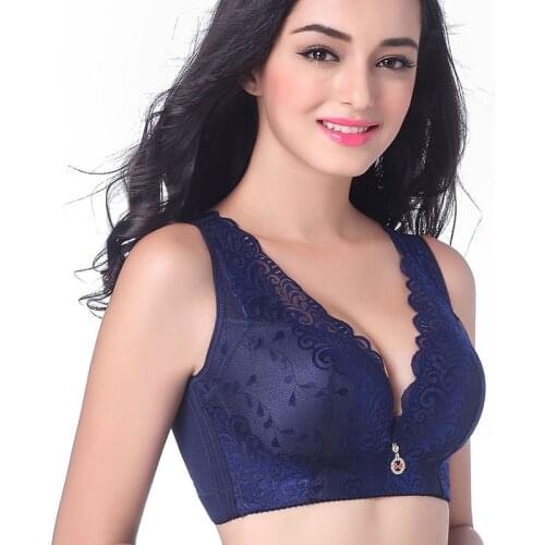 Sanderala Sexy Women Lace Vest Bralette Plus Size Brassiere Thin Lengerie Deep V Bra Push Up Pink Underwear Ropa Interior Secret