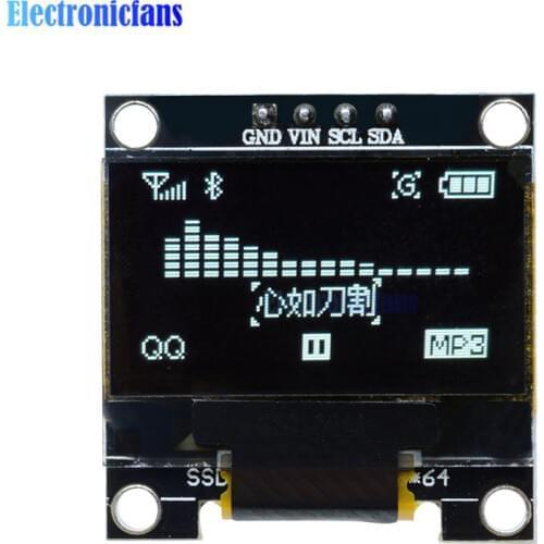 0.96" I2C IIC Serial 128X64 128*64 White OLED LCD LED Display Module SSD1306 12864 3V~ 5V DC 0.96" SPI Serial Module For Arduino
