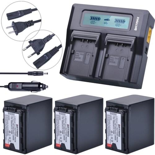 3Pcs 7800mAh VW-VBD78 VBD78 Battery + Rapid LCD Dual Charger for Panasonic VBD58 VBD29 AJ-HPX260MC,HPX265MC,PX270,AG-FC100,MDH2