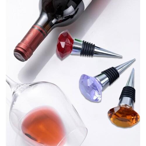 Diamond crystal wine stopper Crystal Metal Silicone Leakproof Reusable Wine Stopper Bottle Sealer Cork Plug wine bottle stopper