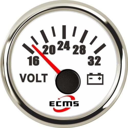 Marine Boat Yacht Battery Electrical Car Truck Voltmeter Volt Gauge 16-32V 52mm 2 Inch 316L Bezel