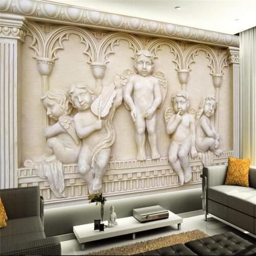 Beibehang European embossed angel background wall fresco custom large fresco green wallpaper papel de parede 3d wallpapers