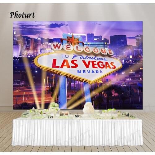 PHOTURT Fabulous Las Vegas Backdrop Man Birthday Photography Banner Fantasy Photo Background Vinyl Polyester Decorate Props