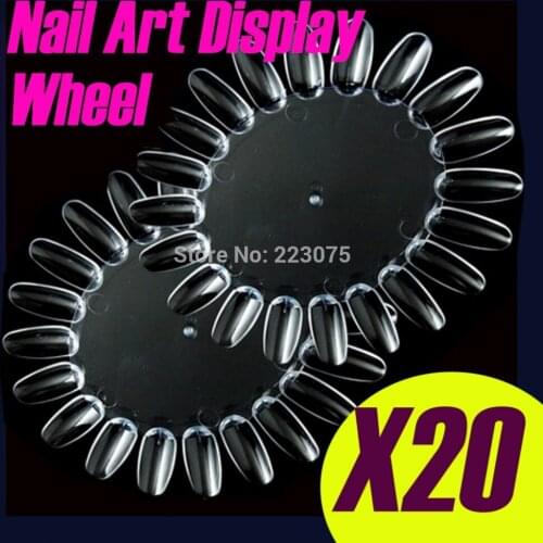 Hot 20x NAIL ART Acrylic Round DISPLAY & PRACTICE Board WHEELS False Tips CLEAR