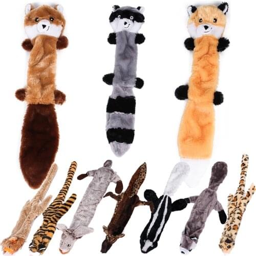 Pet Dog Cat Skinny No Stuffing Squeaky Plush Dog Sound Toy Puppy Squeak Toys Raccoon Squirrel Tiger Fox Lion