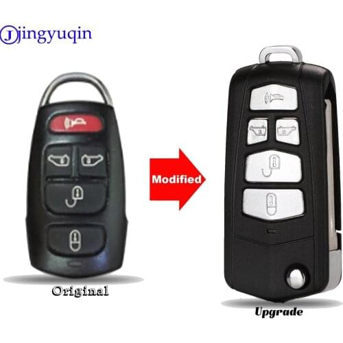Jingyuqin Replacement 5 Buttons Modified Flip Folding Key Shell Case For Kia Sedona Mini Van Fob Car Key Cover Case