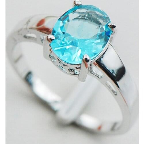 Simulated Aquamarine 925 Sterling Silver Wedding Party Attractive Design Ring Size 5 6 7 8 9 10 11 12 PR05 Min order is $10