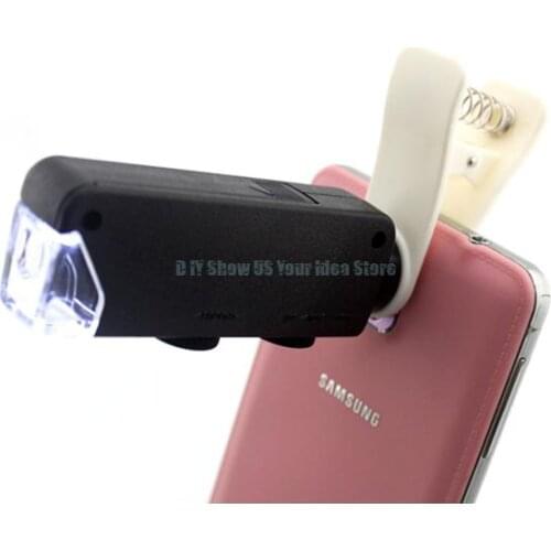 Microscope Glass Magnifier Universal Clips 60X-100X Zoom Lens With LED UV Lights For HUAWEI P PLUS mate9/Z1 G3 Cell Phone Lenses