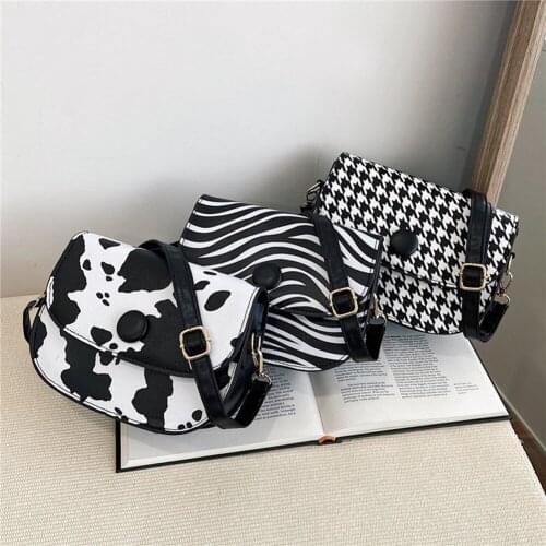 Fashion PU Leather Shoulder Bag Casual Women Print Flap Small Purse Saddle Bags Popular Simple Female Daily Bag