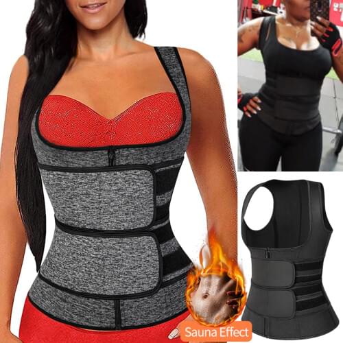 Neoprene Sauna Sweat Vest for Women Waist Trainer Corset Trimmer Vest with Belt for Weight Loss Compression Shapewear Tops
