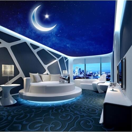 Night sky moon living room bedroom ceiling mural 3d ceiling murals wallpaper