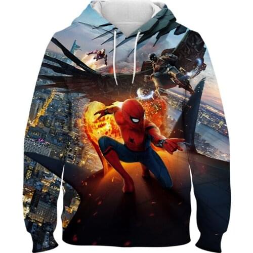 2021 New Spring Autumn Mens Sweatshirts Marvel Hero Spider Man Cool Womens Hoodies Casual 3D Printed Children Clothes