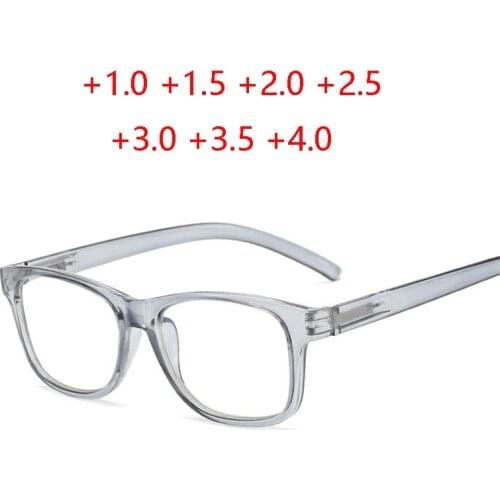 +1.0 +1.5 +2.0 To +4.0Spring Leg Anti-blue Light Hyperopia Eyeglasses Women Men Fashion Square Reader Glasses Magnifier
