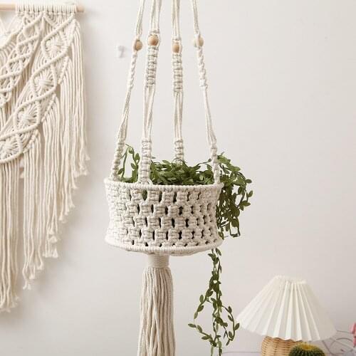 Nordic Hanging Basket Hand Woven Macrame Plant Flower Pot Net Garden Balcony Decor Tapestry Hanging Planter Baskets Tapestry