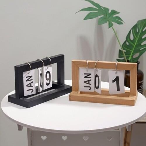 Wooden Page Turning Desk Calendar Wooden Flipping Calendar Creative Simple Standing Desk Calendar Home Calendar Decor Office