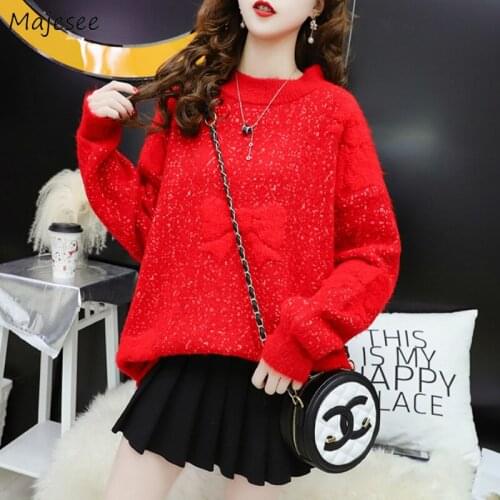 Pullovers Women Knitted O-neck Drop-shoulder New Arrival Sweet Lovely Ulzzang Students Casual Loose Chic Trendy Female Sweaters