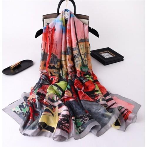 2021 Luxury Silk Women Scarf Summer Print Scarves Shawls Lady Wraps Soft Pashimina Female Headkerchief Accessories Underscarf