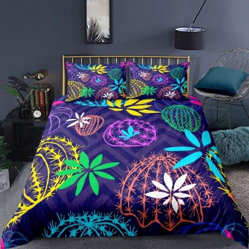 Cactus Printed Duvet Cover Pillowcase 3D Bedclothes Cartoon Bedding Set 2/3 Pcs Home Textiles Single Twin Double Queen King