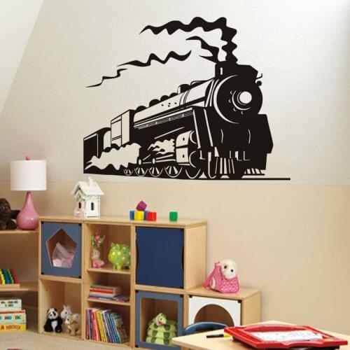 Trainsport Removable Wall Sticker For Bedroom Art Mural Steam Train Vinyl Wall Decal DIY Kids Children Room Wall decal M-150