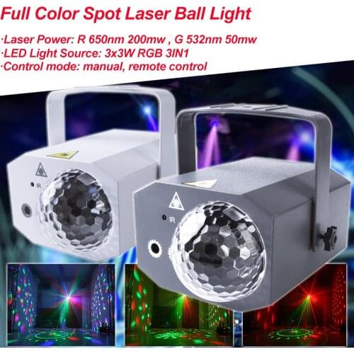USB Mini Full Color Spot Laser Ball Light Show Party Disco DJ Light Laser Projector Sound Control Crystal Magic Ball Effect Lamp