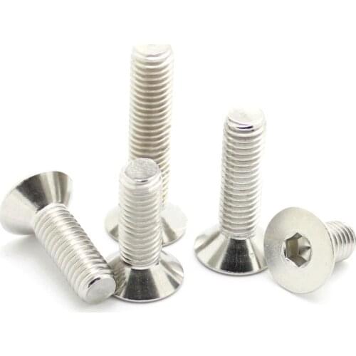 50Pcs M3mm304 stainless steel countersunk inner hexagonal screw flat head screw*16/20/25/30-100
