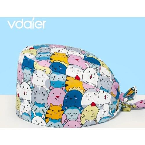 Working Caps Cotton Sweatband Bouffant Printed Scrub Hat For Women Scrub Caps Hats nursing scrubs hats scrub cap long hair