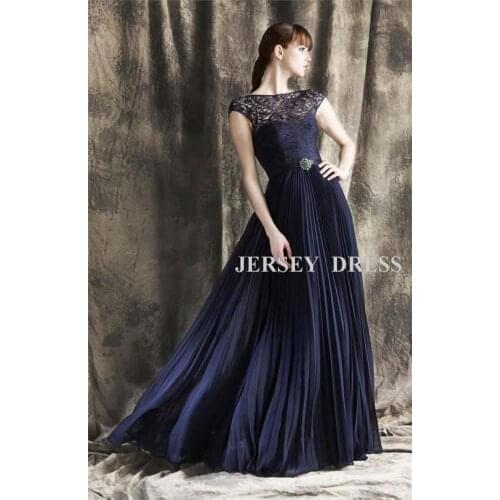 Free shipping dinner dress 2016 maxi dress woman dress designer dark blue vestidos formales long Lace chiffon evening dresses