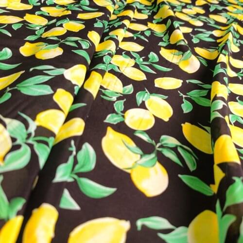 1 Meter Lemon Tree Crepe De Chine 100% Silk Shirt Dress Pajamas Material CDC Fabric