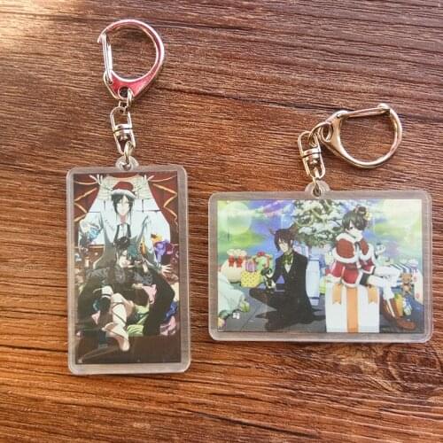1pcs Black Bulter Kuroshitsuji Sebastian Ciel Phantomhive Merry Christmas Santa Keyring Pendant Llavero Acrylic Keychain