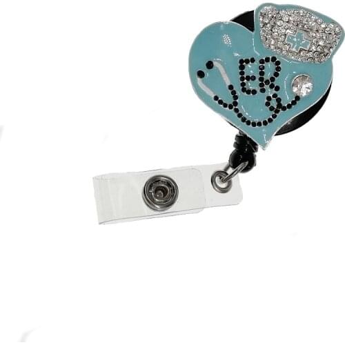 10pcs/pcs Medical Nurse ER Stethoscope Retractable Badge Reel Enamel Heart Badge Holder