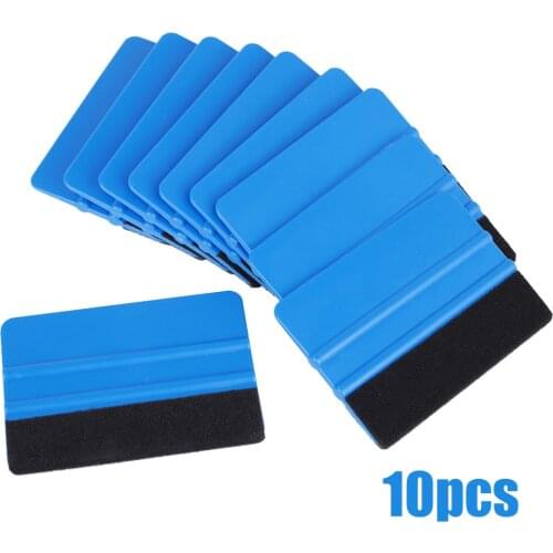 10Pcs Blue Film Card Squeegee Car Foil Wrapping Suede Felt Scraper Auto Car Styling Sticker Accessories Window Tint Tools Vinyl