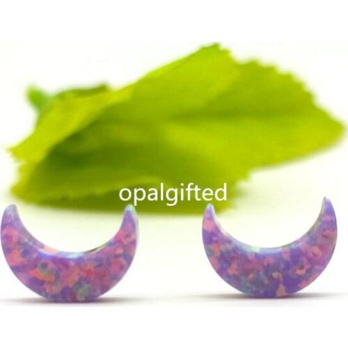 3pcs/lot)2020 Hot Sale !!! Free Shipping synthetic opal moon shape purple opal half moon pendant 8*11mm for jewelry making