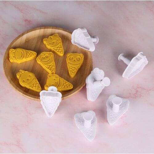 3 Pcs Ice-Cream Cookie Cutter Plastic Biscuit Knife Baking Fruit Cake Kitchen Tools Mold Embossing Printing