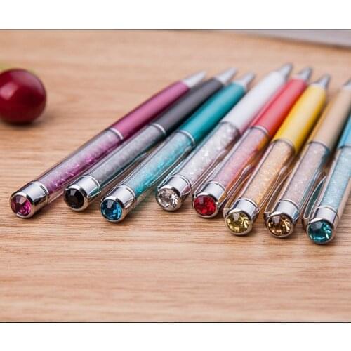 50pcs kawaii crystal ballpoint pen fashion diamond crystal metal novelty pens for school office writing stationary supplies bulk