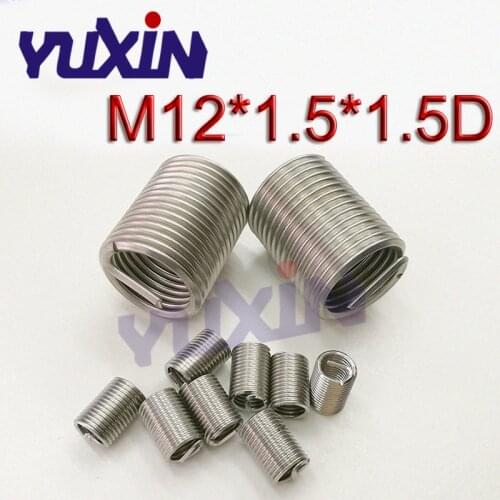 50pcs M12*1.5*1.5D Wire Thread Insert A2 Stainless Steel Wire Screw Sleeve M12 Screw Bushing Helicoil Wire Thread Repair Inserts