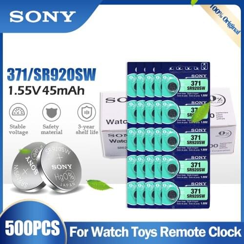 500PCS Original Sony 371 SR920SW AG6 920 LR920 LR69 171 370A 371A 1.55V Silver Oxide Battery For Watch Calculator Button Cell