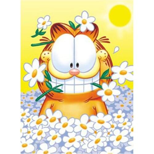 Diy Full Drill Round Diamond Painting,Cartoon Cat,Mosaic Rhinestone Square Full Painting Diamond Embroidery Neeldlework Crafts