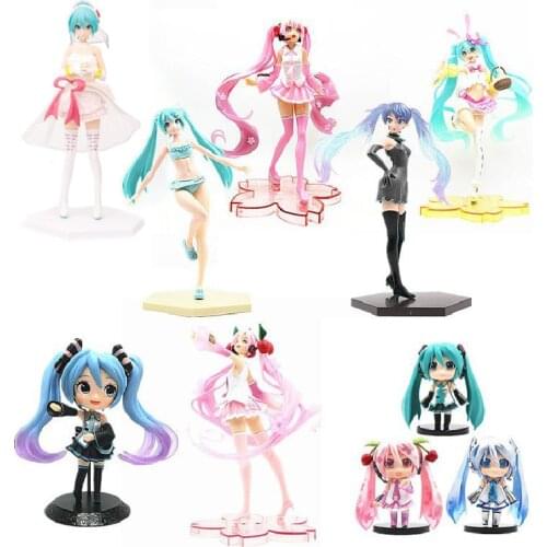 Anime Hatsune Miku Cartoon Cute Kawaii Virtual Singer Manga Statue Figurines PVC Action Figure Collectible Model Toys Cake Decor