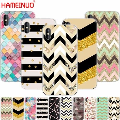 HAMEINUO stripe gold glitter Wavy pattern cell phone Cover case for iphone X 8 7 6 4 4s 5 5s SE 5c 6s plus
