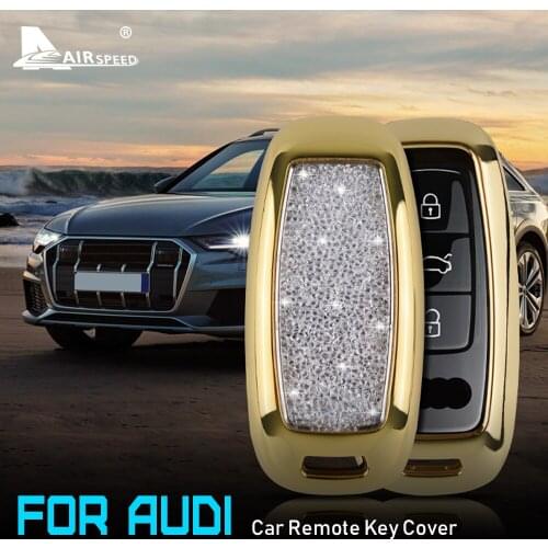 Zinc Alloy Special Diamond for Audi A6 C8 A6L A8 A7 Q8 Accessories Car Remote Key Case Shell Cover with Keychain Protector Shell