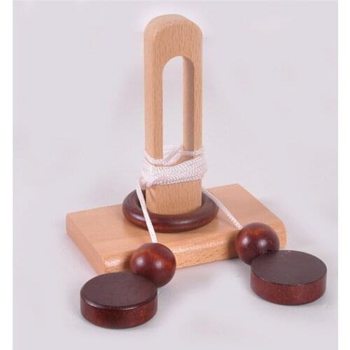 Childrens Wooden 3D Puzzle ToyKong Ming Lock Topology Toy Stringing Untie The Rope Gifts Intelligent Loop Puzzle