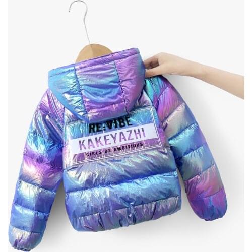 2021 Winter New Products Childrens Lightweight Down Jacket Boys and Girls White Duck Down Girls' Colorful Bright Surface Warm J