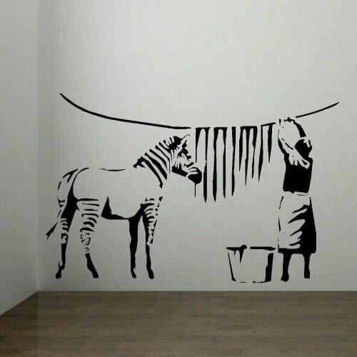 European Style Banksy Zebra Woman Wall Stickers Home Decor Girl room decor Sticker Interior home Decor Removable Mural WL1271