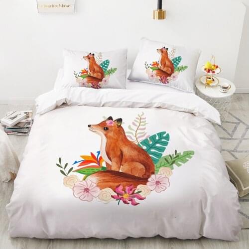 Bedding set King Queen Euro Duvet cover set pillow case Bed linens Quilt cover euro 220x240 240x260 Nordic simple fox