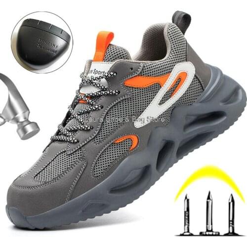 Lightweight Safety Shoes Mens Boots Working Shoes For Men Anti-Smashing Boots Steel Toe Cap Boots Male Sneaker For Men Footwear