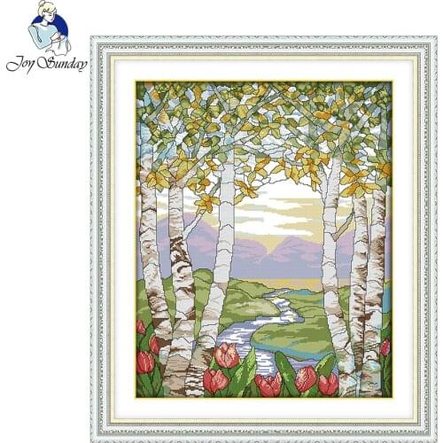 Joy Sunday Birches in the summer Chinese Cross Stitch Sets For Embroidery Kits Counted Cross-Stitching
