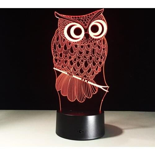 Kawaii Cartoon Owl Light 3D LED Animal Night Light RGB Changeable Lamp Child Kids Baby Soft Lights Bedroom Decoration Lighting