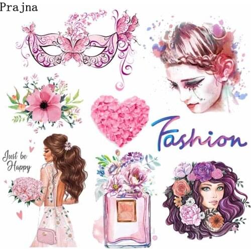 Fashion Girl Beautiful Perfume Lily Flower Patches For Clothes T Shirts Iron on Patch Heat Transfer Stickers Washable Applique